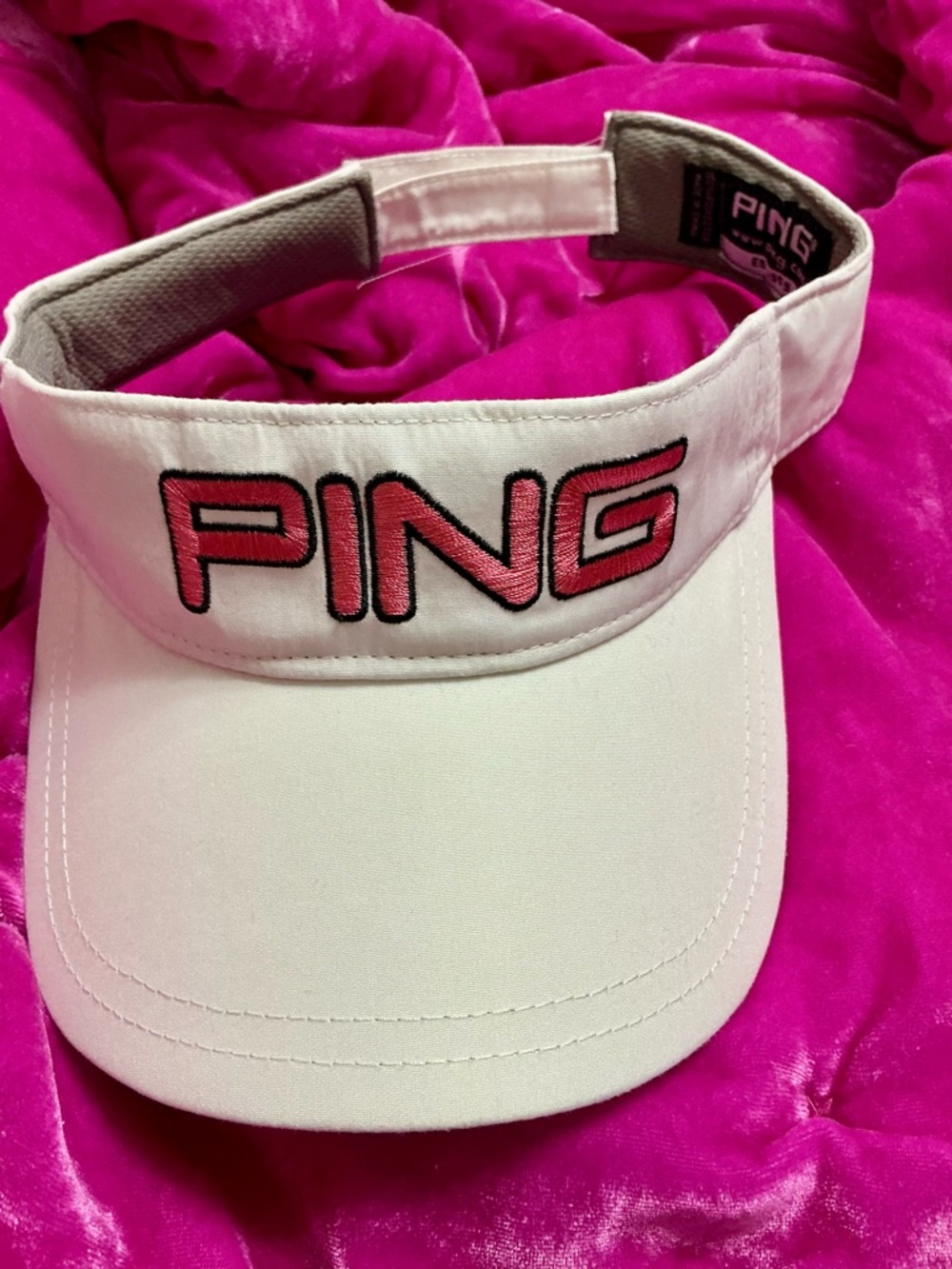 PING  White Visor with Pink Embroidered Logo